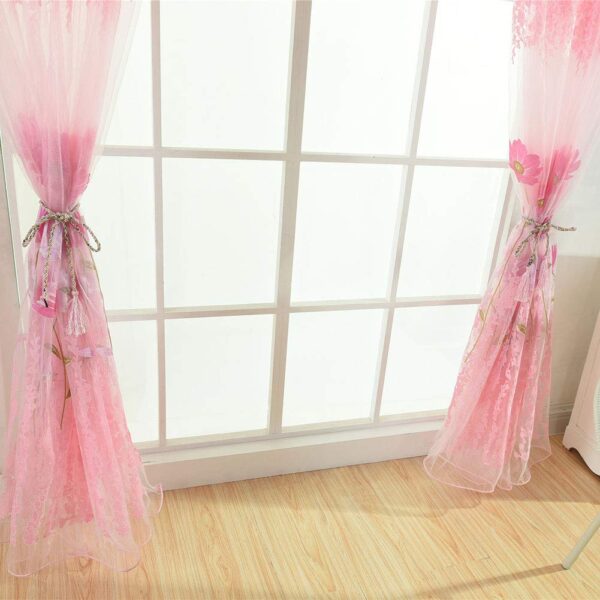 Floral Sheer Window Curtain Set for Bedroom and Living Room Decor - Image 6