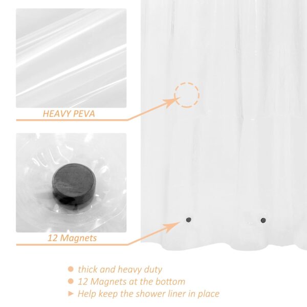 Extra Long PEVA Shower Curtain Liner for Clawfoot Bathtubs: Waterproof & Odorless - Image 2