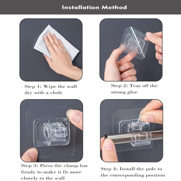 Self-Adhesive Curtain Rod Holder: Easy, No-Drill Solution for Home & Office - Image 4