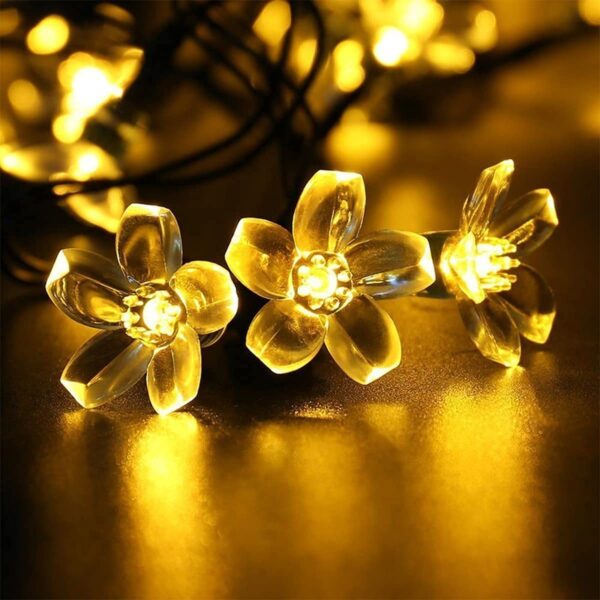 Warm White 16 Flower LED Curtain Lights for Diwali, Christmas, and Weddings - Image 2