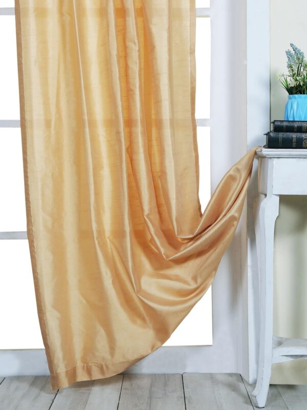 Premium Sheer Dupion Silk Window Curtains in Beige - Set of 2 - Image 3