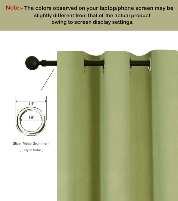 Blackout Curtains 7 Feet: Thermal Insulation & Noise Reduction in Avocado Green - Image 2