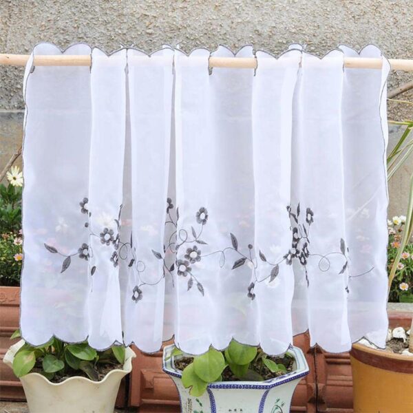 Enakshi Gray Embroidered Kitchen Curtains - Stylish Window Tiers for Home Decor - Image 9