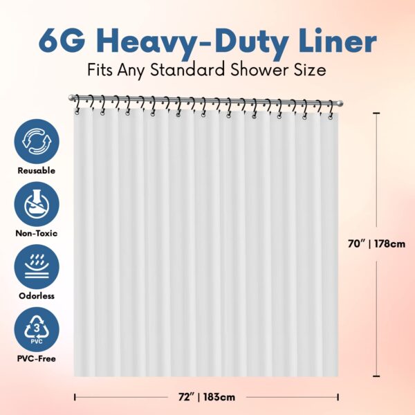 Mildew-Free Waterproof Vinyl Shower Curtain Liner for a Clear, Fresh Bathroom - Image 3