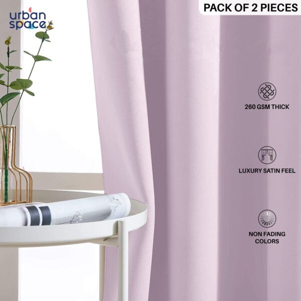 Urban Space 7ft Faux Silk Blackout Curtains Set of 2 in Lavender - Image 2