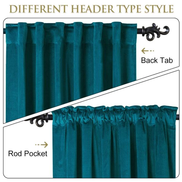 Extra Long Velvet Blackout Drapes for Bedroom and Large Windows in Teal - Image 2