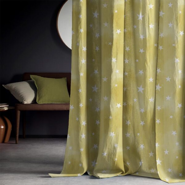 Starry Dreams Kids Blackout Curtains in Lemon Yellow - Light Blocking Set - Image 2