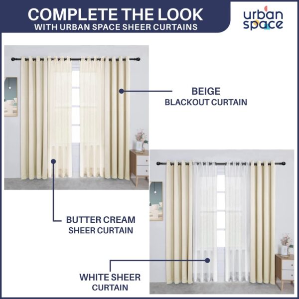 Urban Space 8 Feet Long Faux Silk Blackout Curtains Set of 2 - Image 5