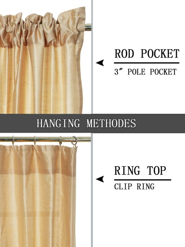 Premium Sheer Dupion Silk Window Curtains in Beige - Set of 2 - Image 6