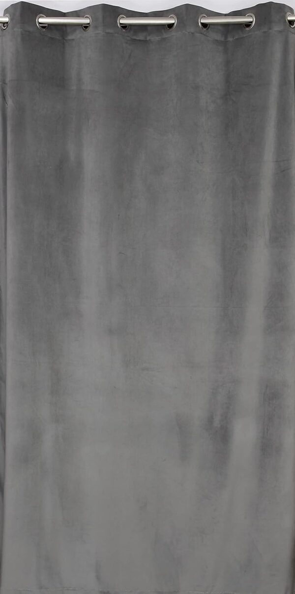 Elegant Gray Velvet Semi Blackout Curtains for 9 Feet Long Doors - Set of 3 - Image 5