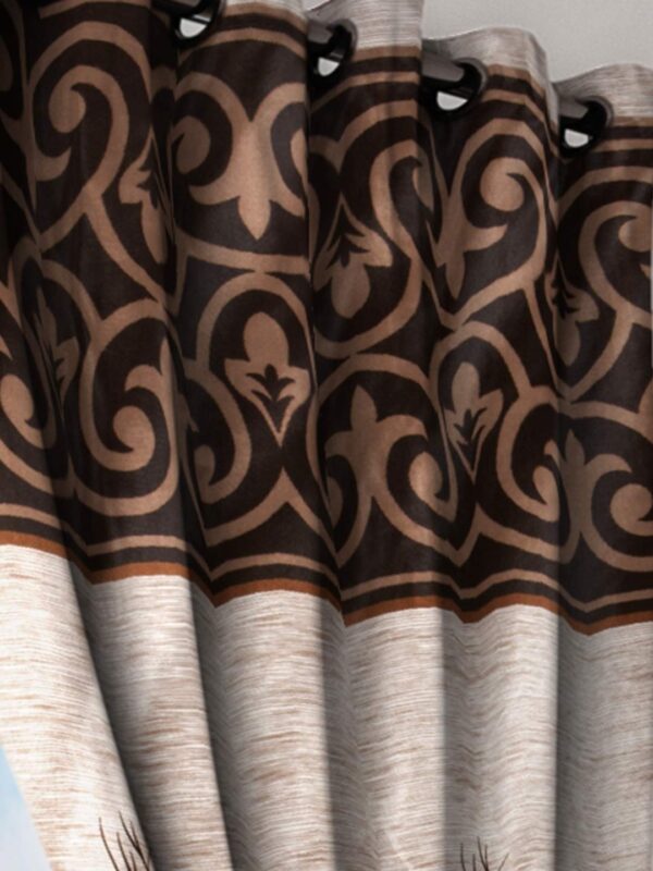 Elegant Brown Eyelet Window Curtains - Home Sizzler 2 Piece Set - Image 2