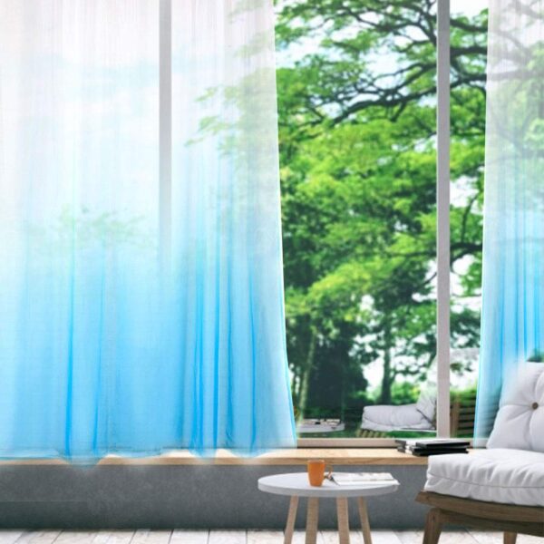 Breathable Gradient Blue Curtains for Stylish Balcony and Living Room Decor - Image 2