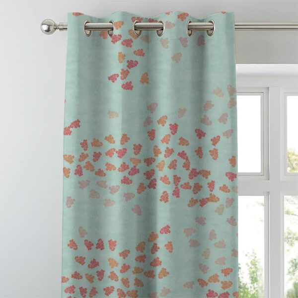 Coral Blue Geometric Print Blackout Curtains for Stylish Door Treatments - Image 2