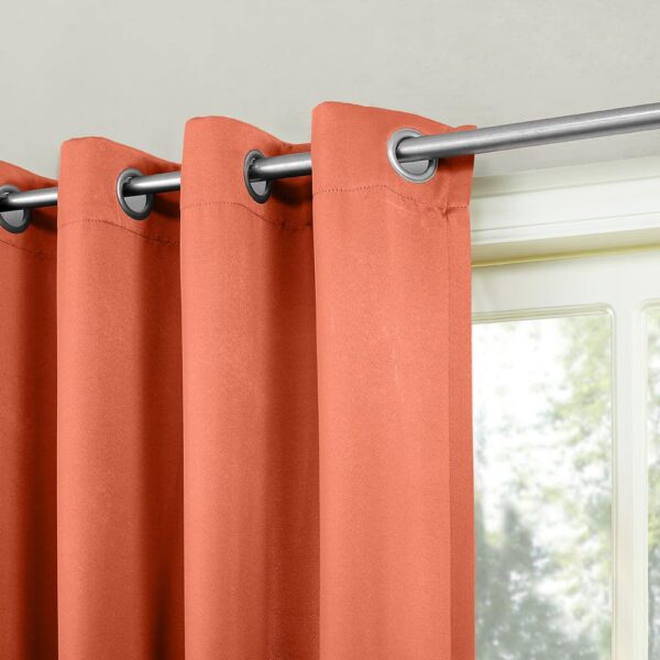 Curtain Set of 2: 7ft Blackout Polyester Door Curtains in Rust Color - Image 2