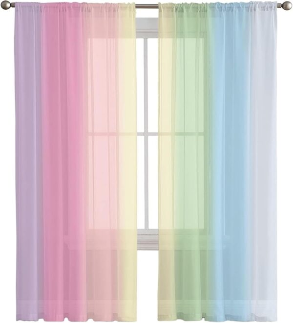 Rainbow Stripes Lilan Curtains for a Colorful Modern Living Room Decor - Image 3