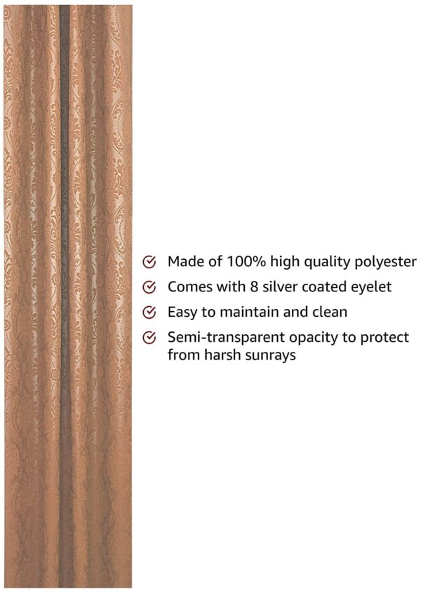 Solimo Polyester Blackout Grommet Curtains - Pack of 2, 7ft Brown - Image 2