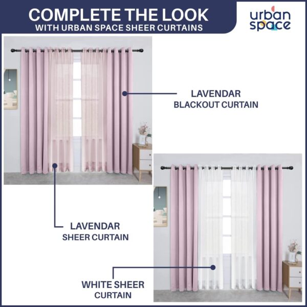 Urban Space 7ft Faux Silk Blackout Curtains Set of 2 in Lavender - Image 5