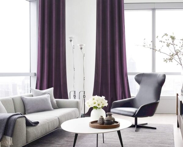 Stylish Purple Velvet Blackout Curtains for Living Room and Bedroom Decor - Image 2