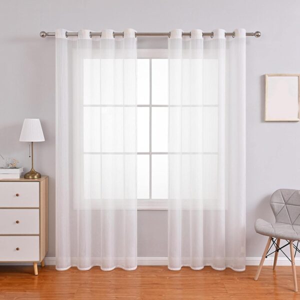 Elegant White Sheer Voile Curtains for Hotel Balconies - 140cmx260cm - Image 2