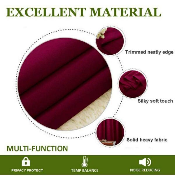 Elegant Burgundy Blackout Curtains with Stainless Rings for Any Room - Image 3