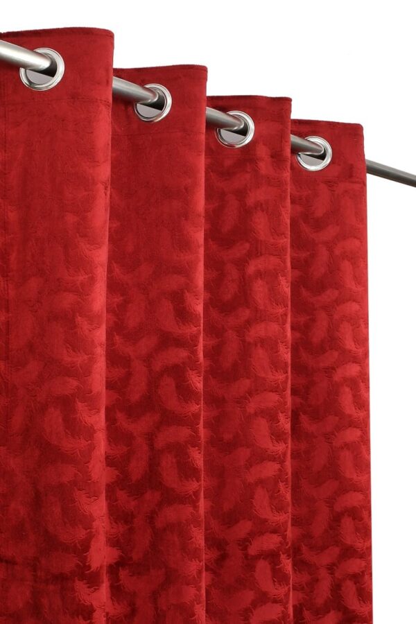 Elegant 3D Printed Velvet Curtains for Living Room | Set of 2 Red - Image 2