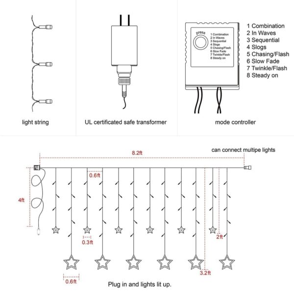 Brighten Your Space with 12 Stars LED Curtain String Lights for Every Occasion - Image 6