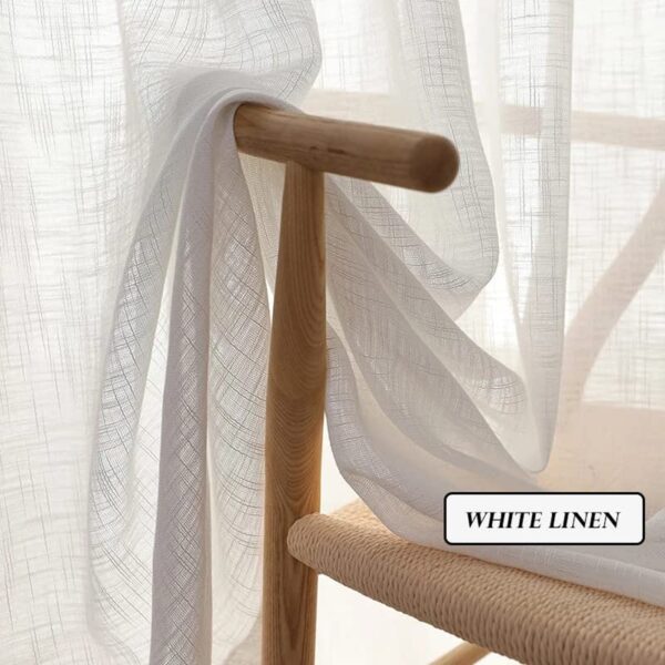 Elegant White Cotton Linen Sheer Curtains for Living and Bedroom Spaces - Image 4