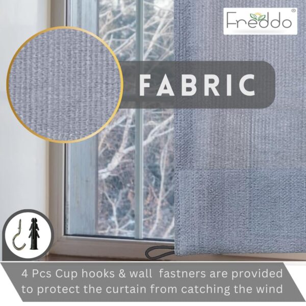 Premium Grey HDPE Eyelet Curtains for 90% Sun Blockage and UV Protection - Image 2