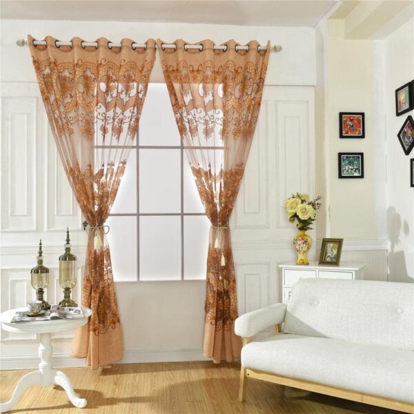 Elegant Coffee Voile Window Curtain Drape for Stylish Home Decor - Image 7