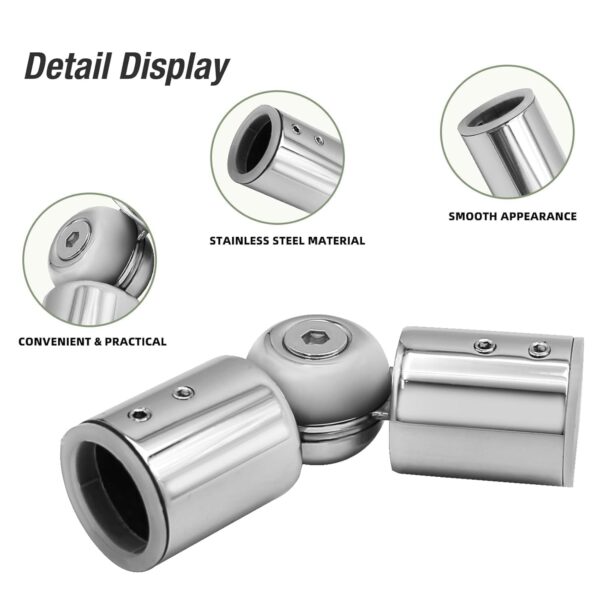 Stainless Steel Adjustable Curtain Rod Connectors for Corner Windows and Angles - Image 4