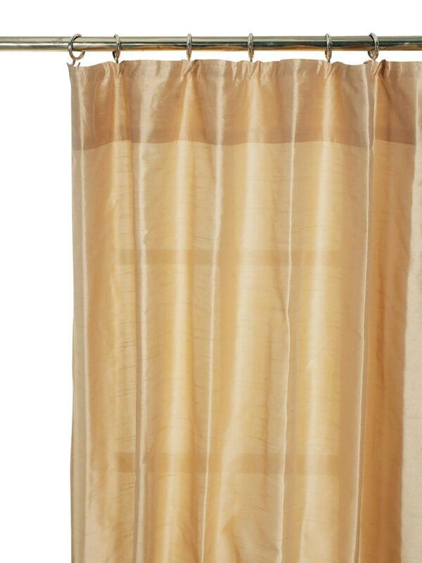 Premium Sheer Dupion Silk Window Curtains in Beige - Set of 2 - Image 4