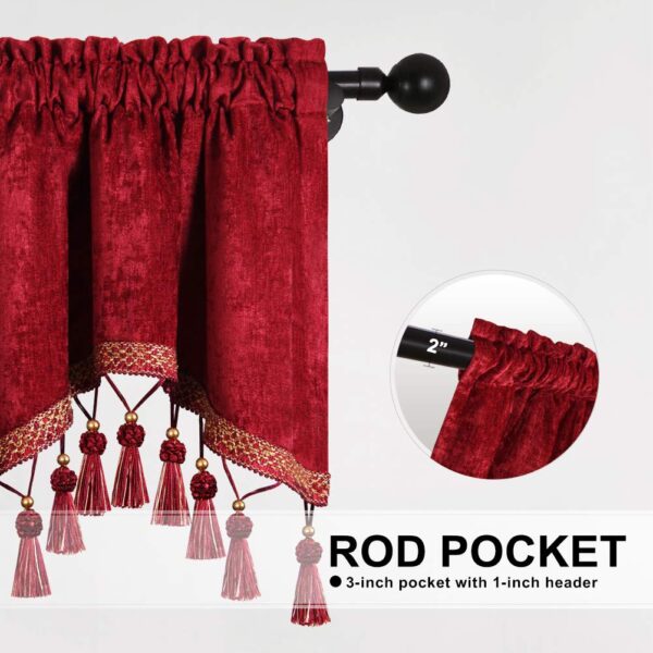 Burgundy Red Chenille Window Curtains for Kitchen and Living Room Decor - Image 3