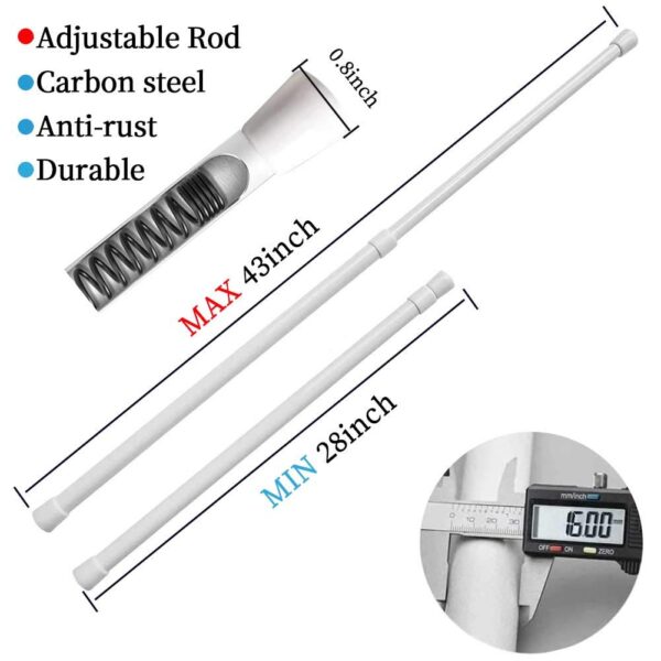 Adjustable 2 Pack Curtain Rods 28-43 Inches for Windows and Bathrooms - Image 2