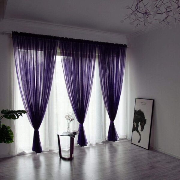 Elegant Purple Sheer Voile Curtains for Bedroom and Living Room Decor - Image 3