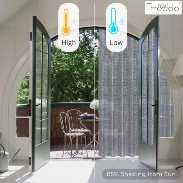 Premium Grey HDPE Eyelet Curtains for 90% Sun Blockage and UV Protection - Image 3