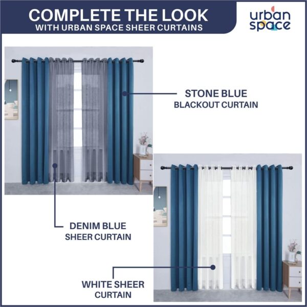 Urban Space Navy Blue Thermal Insulated Blackout Curtains for Room Darkening - Image 5