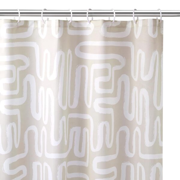 Encasa XO Waterproof Shower Curtain: Mould Proof, Quick-Drying, Boho Design - Image 2