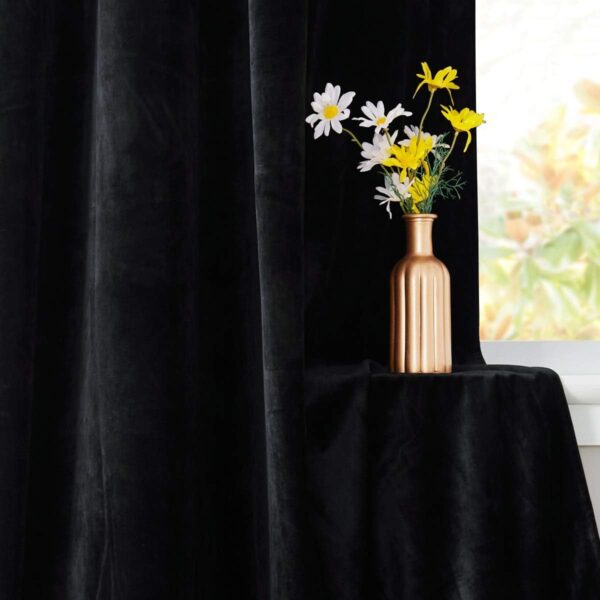 Black Velvet Blackout Curtains for Living Room and Bedroom - 9 Feet - Image 4