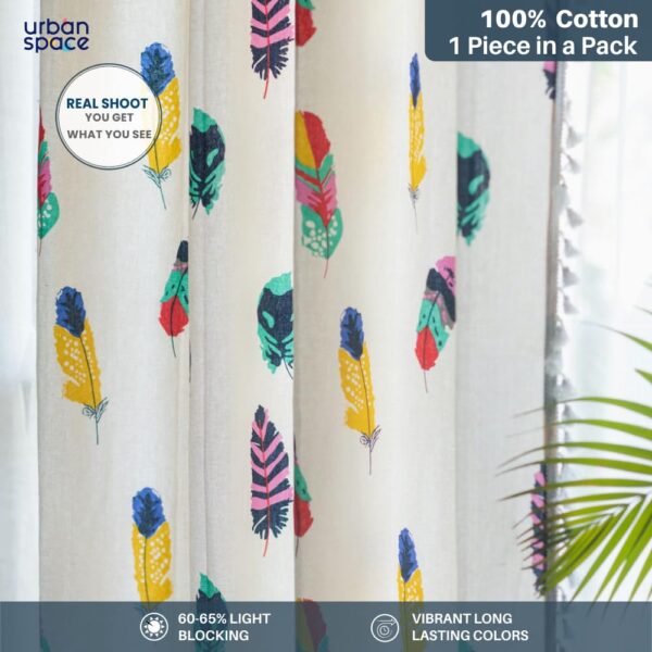 Bohemian 100% Cotton Door Curtains - 60-65% Room Darkening, 7 Feet Long - Image 3