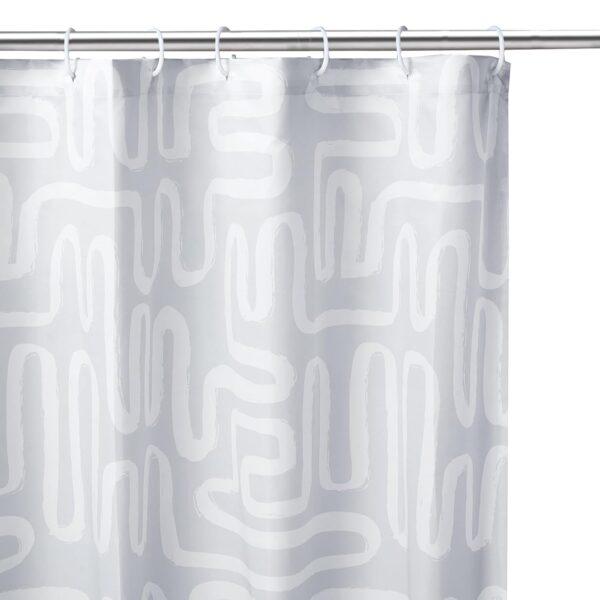 Boho Maze Grey Shower Curtain: Waterproof, Mould Proof, Easy Install & Quick-Dry - Image 2