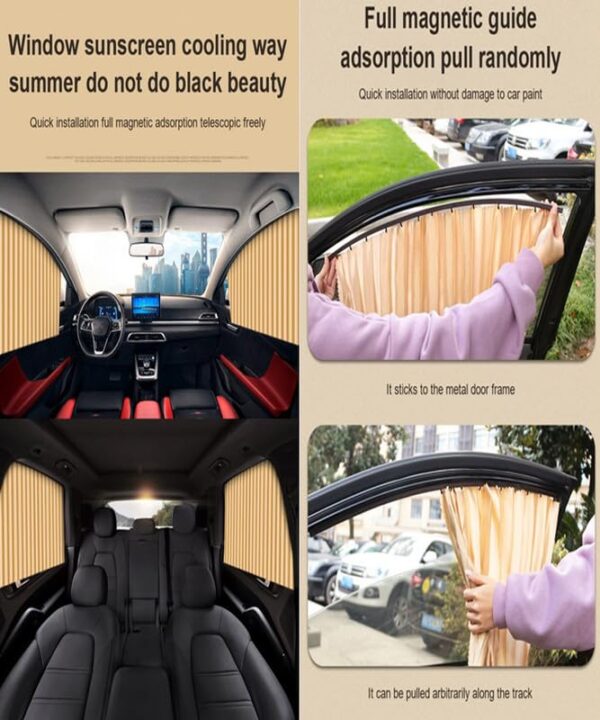 Beige Magnetic Car Side Window Sunshade for Ultimate UV Protection - Image 3