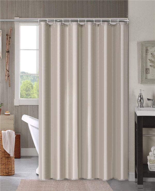 Taupe Waffle Weave Shower Curtain - Mold Resistant, Waterproof, Heavy Duty Liner - Image 2