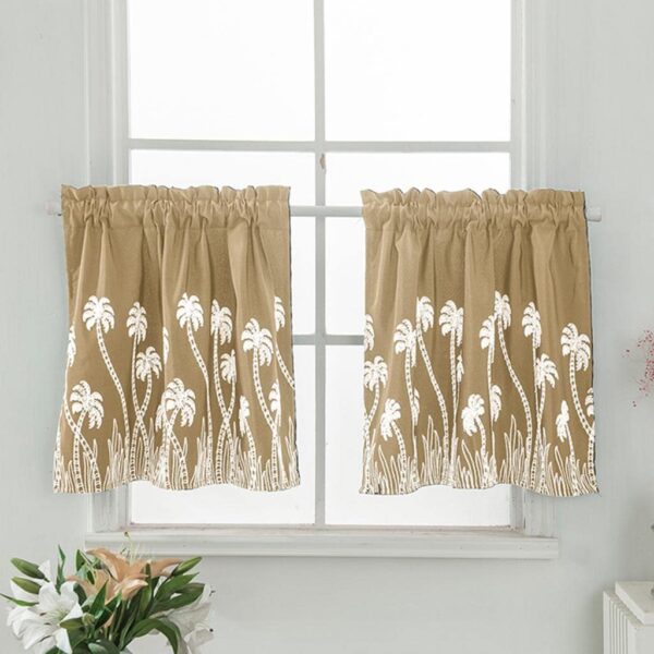 Elegant Beige Sheer Lace Curtain Valance for Stylish Home Decor - Image 2