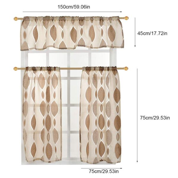 Light Brown Cafe Curtains Set for Kitchen and Living Room Sun Protection - Image 7