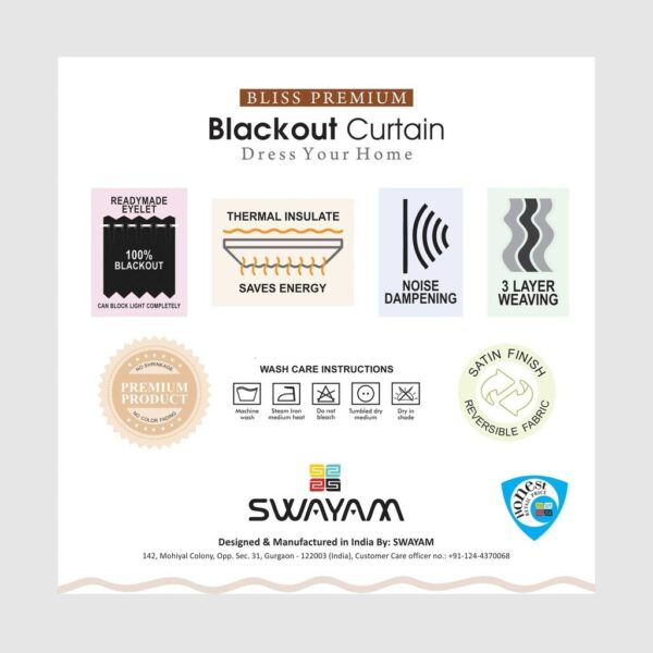 Swayam Turquoise Blackout Curtains: Thermal Insulator & Noise Dampener Set - Image 4