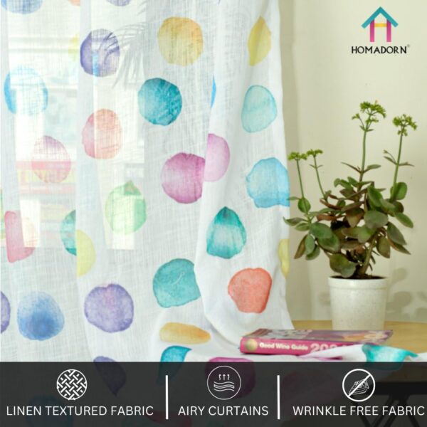 Linen Sheer Printed Curtains for Light Filtering and Stylish Home Decor - Image 3