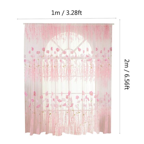 Floral Sheer Window Curtain Set for Bedroom and Living Room Decor - Image 5