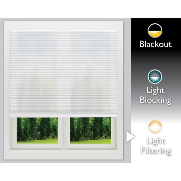 Easy Lift Cordless Pleated Shades: Light Filtering Fabric in White, 48"x64" - Image 7