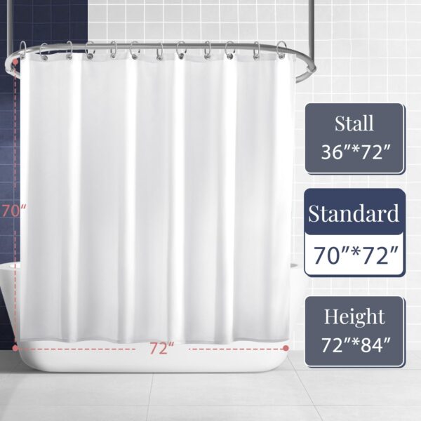 White Waterproof Fabric Shower Curtain Liner - 70x72 for a Clean Bathroom - Image 7