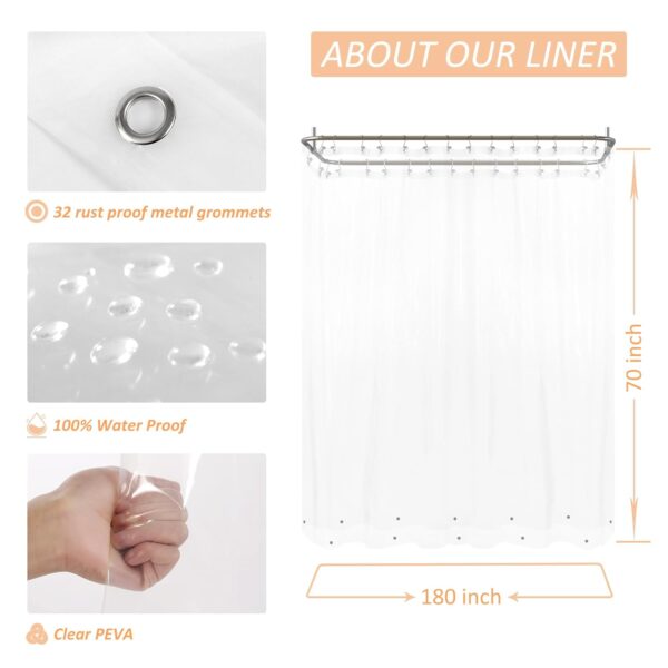 Extra Long PEVA Shower Curtain Liner for Clawfoot Bathtubs: Waterproof & Odorless - Image 3